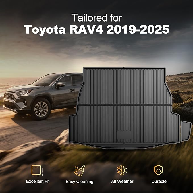 AOMSAZTO Cargo Mat for Toyota RAV4 2019-2025 (Include Hybrid) Trunk Mat | Custom Fit All-weather Protection Waterproof Easy to Clean Heavy Duty - Image 2
