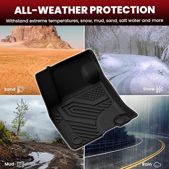 LASFIT Floor Mats for Ford Escape Gasoline 2020-2026(NOT for Hybrid Models) | Cargo Liner All Weather Protector TPE Custom Fit Car Floor Liners, 1st & 2nd Row & Trunk Set, 4PCS Black - Image 8