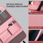 2 Pack Leather Car Backseat Organizer with Foldable Table Tray, Universal Car Seat Back Protector Kick Mat with Touchscreen Tablet Holder, Storage Pockets, Cup Holders & Tissue Holder, Pink - Image 5