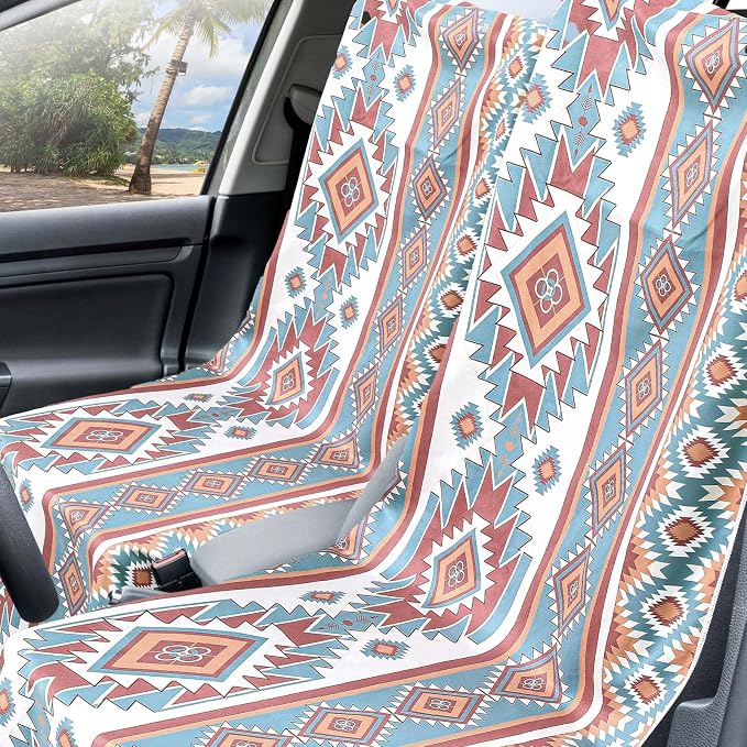 Hahafelt 2 Pack Car Seat Towel Cover with Storage Bag, Tuscon Aztec | 63 x 32 in Car Towel Seat Cover Non Slip Waterproof, Gym Workout Swimming Running, Machine Washable Sweat Absorbent Protector - Image 4