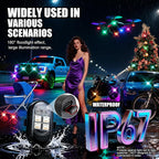 Wireless LED Lights for Car, Rechargeable Interior Car Lights | Remote Control, 8 Colors, 10 Modes, 3 Brightness Levels, USB-C Accent Lights for Car, Truck, Motorcycle & Bike - Image 7