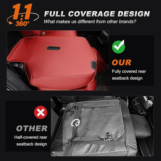 Custom Fit Seat Covers for Honda CRV 2022 2021 2020 2019 2018 2017 | Front&Rear Full Set 5 Seats Faux Leather Waterproof Airbag Compatible CRV Car Protector Red - Image 7