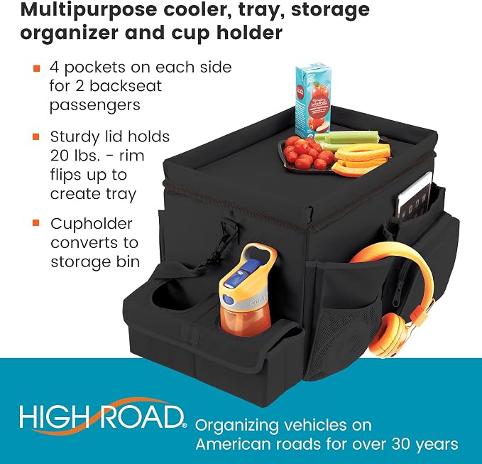 High Road Car Front Seat Storage Organizer - Passenger Seat Desk for Laptop | Car Office Organizer With File and Laptop Storage Compartment, Car Desk Top, Cup Holders and 8 Storage Pockets - Image 3