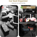 LUCMO Car Backseat Organizer with Foldable Tablet Holder, Black | 6 Storage Pockets,Foldable Food Tray,Protectors Kick Mats,Travel Accessories,Seat Cover,Road Trip Essentials - Image 8
