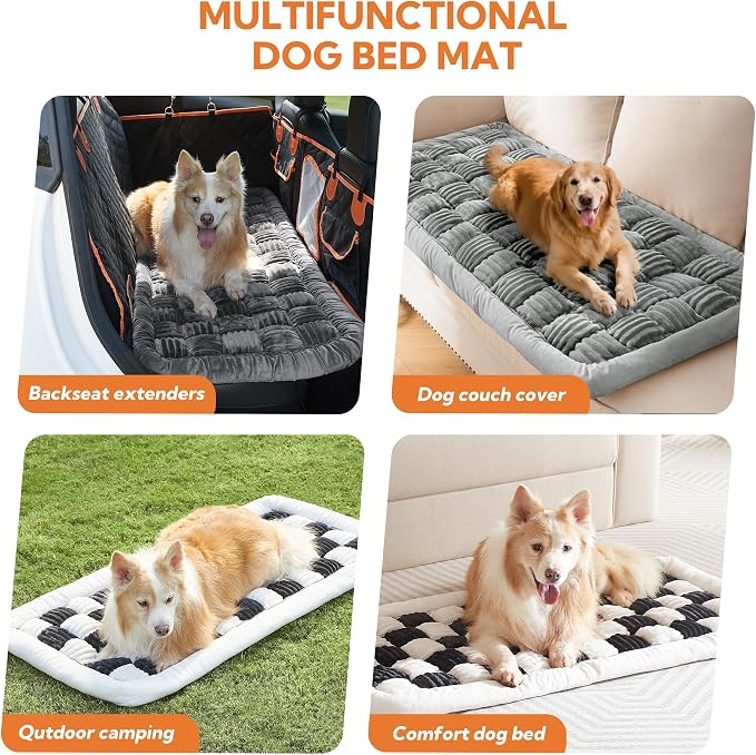 Soulbond Dog Bed for Car Back Seat Backseat Pet Bed Mat, Light Gray | Non-Slip Travel Pet Mat, Fuzzy Plaid Dog Seat Cover, Fit for Backseat Extenders and Trucks SUVs - Image 7