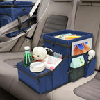 Backseat Organizer for Kids & Adults – Car Seat Cooler Warmer with 2-in-1 Writing Tray, Cup Holders & 11 Storage Compartments | Road Trip Car Organizer for Front & Back Seat (Black) (Navy Blue) - Image 12