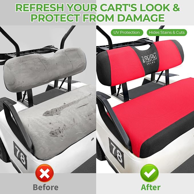 10L0L Golf Cart Seat Covers for Yamaha EZGO Club Car Seat Towel Cushion | Breathable Mesh All-Season Front/Rear Seat Blanket, UV Resistant, Cool Comfort, Machine Washable, Easy On, Great Golf Gift - Image 3