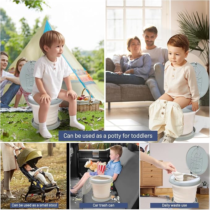 SunnySmile,Travel Potty,Car Potty for Toddler,Portable Toilet for Kids | Portable Toilet for Kids with 45 Liners,for Toddler Travel, Camping, Foldable, Indoor/Outdoor Use - Image 4