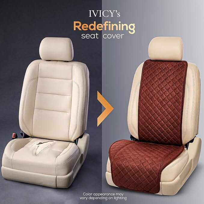 IVICY Faux Suede Front Car Seat Cover, Seat Protector, 1 Unit, Brown | Non-Slip Bucket Sear Cover for Most Cars, SUVs, Vans & Trucks – Machine Washable, Side-Airbag Friendly - Image 6