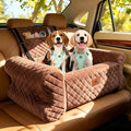 Dog Car Seat for Medium/Large Dogs up to 60LBS Memory Foam Dog Booster Seat | with Thick Cushion, Pet Car Seat for Back with Detachable Washable Cover, Storage Pockets for SUV, Pick Up, Trunk, Brown by Linvivon