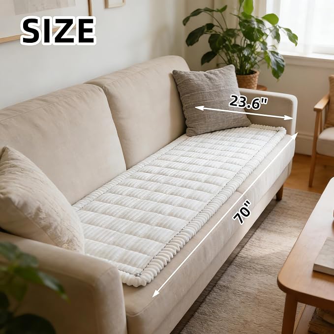 Soft Plush Dog Car Seat Cover & Sofa Protector, Non-Slip Mat (23.6''×70'') | Soft plush travel seat protector for backseat or sofa. Non-slip bottom, machine washable, includes storage bag (White) - Image 8