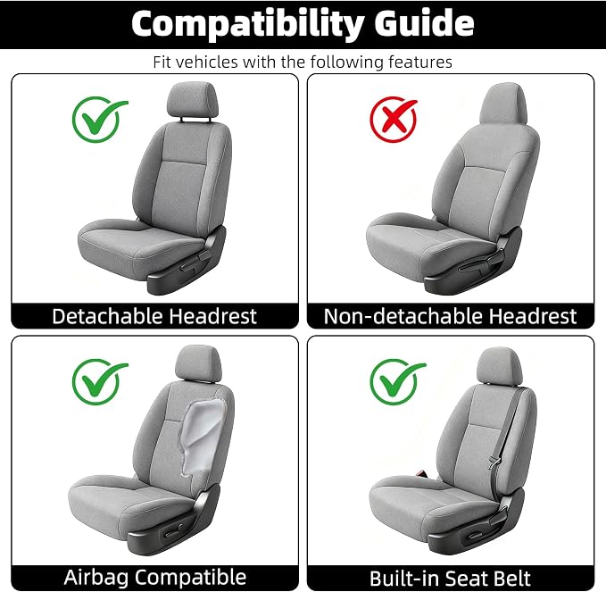 2Pcs Gray Linen Car Seat Covers Front Seats Covers for Car Van SUV Truck | Breathable Cloth Fabric Durable Non-Slip Car Seat Protector - Image 7