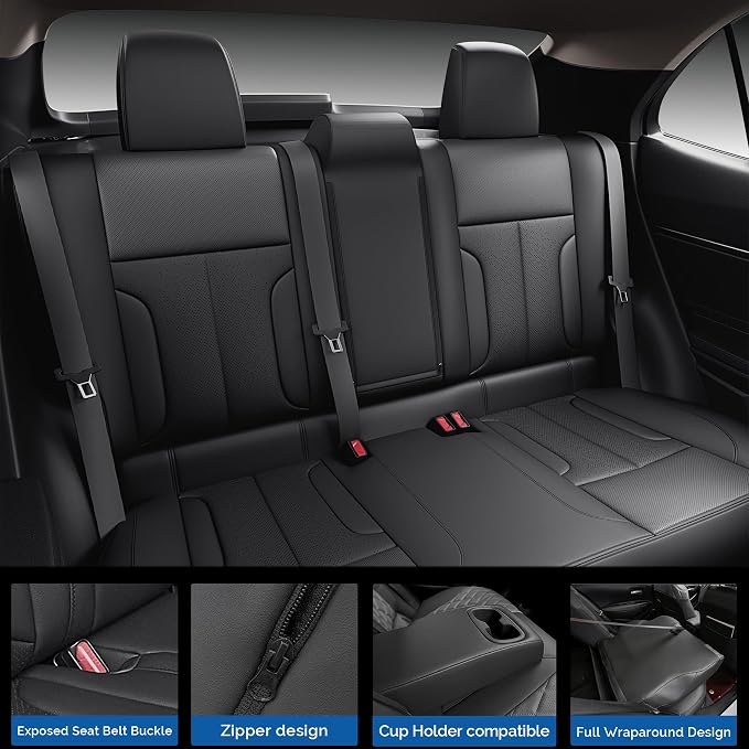 redblue Custom Fit Toyota Corolla Seat Covers for 2023-2026 LE | Black leather Seat Covers Full Set, Fit 2023 2024 2025 2026 LE, Front and Rear Car Seat Cover - Image 4