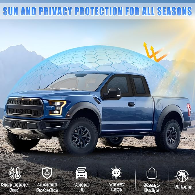 ZATOOTO Car Window Shades for Ford F-150 2021-2024 Car Window Covers Blackout | Double-Layer with Zipper | Airflow and Privacy F-150 Window Screen with Storage Bag for Camping Napping Traveling - Image 5