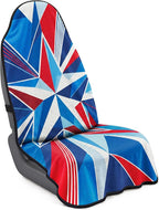 Car Seat Towel Cover for Front Seat, 1Pc Sweat Absorbent Car Seat Protector with Non-Slip Backing, Waterproof Towel Car Seat Cover for Runners, Gym, Swimming, Beach, Pets, Patchwork Flag by Corthena