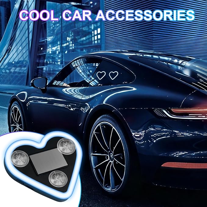 Heart-Shaped LED Neon Solar USB Rechargeable 2-Pack Blue Car | 40 High-Brightness Wireless Led Lights for Car, 5 Modes Suction Cups Easy Mount for Auto Interior Bedroom Decor Gift - Image 8