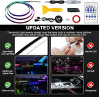 Acrylic Interior Car LED Strip Light with 30S Motion Sensor Switch&USB Hub, Dreamcolor 55.1 inches Ambient Lighting Kits, RGB Colors Neon LED Strip Light - Image 6
