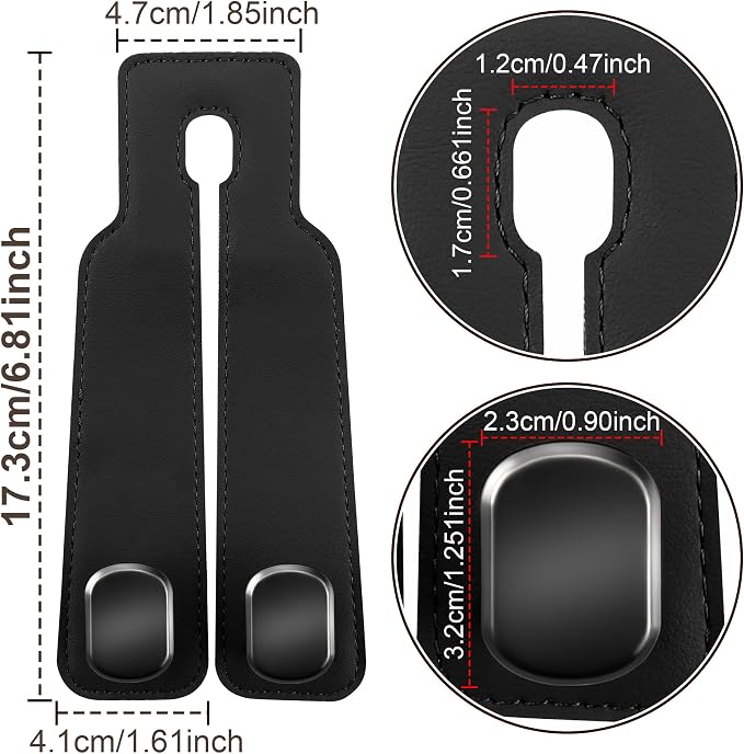 Amelity Car Hooks for Purses and Bags, Headrest Hooks 2 Pack | Durable Double Hook for Handbags, Groceries, Backpacks, Twin Hooks Car Headrest Hangers, Black Car Accessories for Women - Image 2