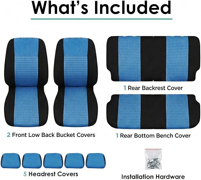 FH Group Car Seat Covers Trendy Elegance Blue Full Set Automotive Seat Covers, Airbag and Split Rear Combo Non-Slip Dash Grip Pad Universal Fit Interior Accessories Cars Trucks SUV Car Accessories - Image 7