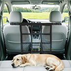 Dog Car Net Barrier Double Layer Mesh with Zipper Organizer Storage | Cars Seat Divider for Pet with Adjusting Rope and Hook Breathable Dogs Travel Accessory Universal Fit for SUV Sedan Truck by YYSSNM