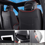 Huidasource Upgrade Jeep Grand Cherokee Seat Covers, Full Coverage Waterproof Leather Car Seat Covers, Custom Seat Cushion Protector Fit for Jeep Grand Cherokee 2011-2021 (Full Set/Black&Red) - Image 2