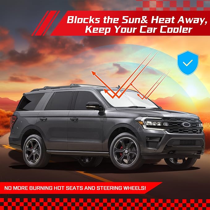 ARISMOTOR Windshield Sun Shade for Ford Expedition 2018-2025 | Custom Fit, Foldable, Front Window Sunshade Sun Visor Protector, Block UV Rays, Keep Car Cooler - Image 7