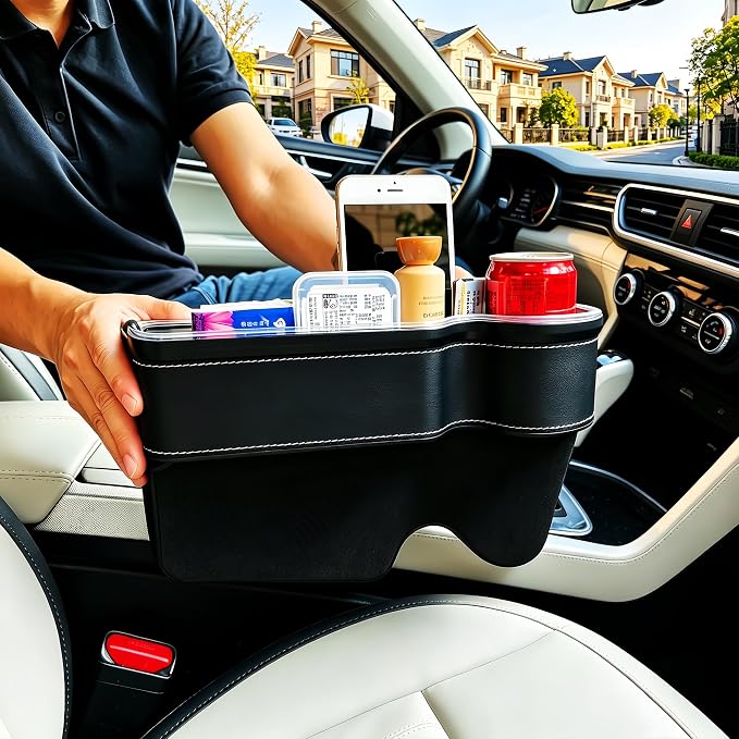 7 Color Led Car Seat Gap Filler Organizer Car Seat Pocket Gap Filler with USB+C Fast Charger,Car Gap Organizer Storage 2023 Console Side Seat Gap Filler fit for Passenger Side(Black-passenger side) | USB & Type C Fast Charging,Console Side Organizer Cu... - Image 4