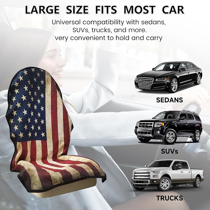 Car Seat Covers 2pcs Waterproof Towel Car Seat Cover Universal Fit for Most Trucks SUV Fitness Athletes Pets Gym and Water Sport，American Flag Design - Image 7