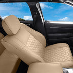 Huidasource Upgrade Grand Cherokee Seat Covers, Full Coverage Waterproof Leather Car Seat Covers, Custom Seat Cushion Protector Fit for Jeep Grand Cherokee 2011-2021 (Full Set/Beige) - Image 8