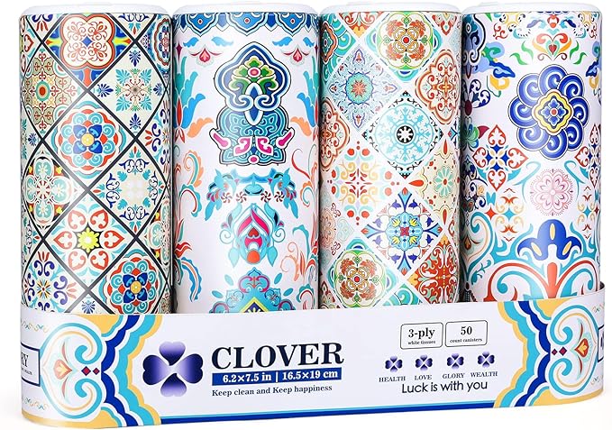 Car Tissue Holder with Facial tissues Bulk, Tissue for Cup Holder, Round Tissue Boxes for car tissues Cylinder,Travel tissues Packs Bulk by CLOVER