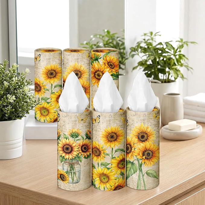 Arttown Car Tissue Holder for Cup Holder Floral Facial Tissues 12 Pack | Bulk 3-Ply,Refillable Marble Print Cylinder Tissue Boxes,Fit Car Home Office School (600 Sheets Total,50 Sheets Each) - Image 7