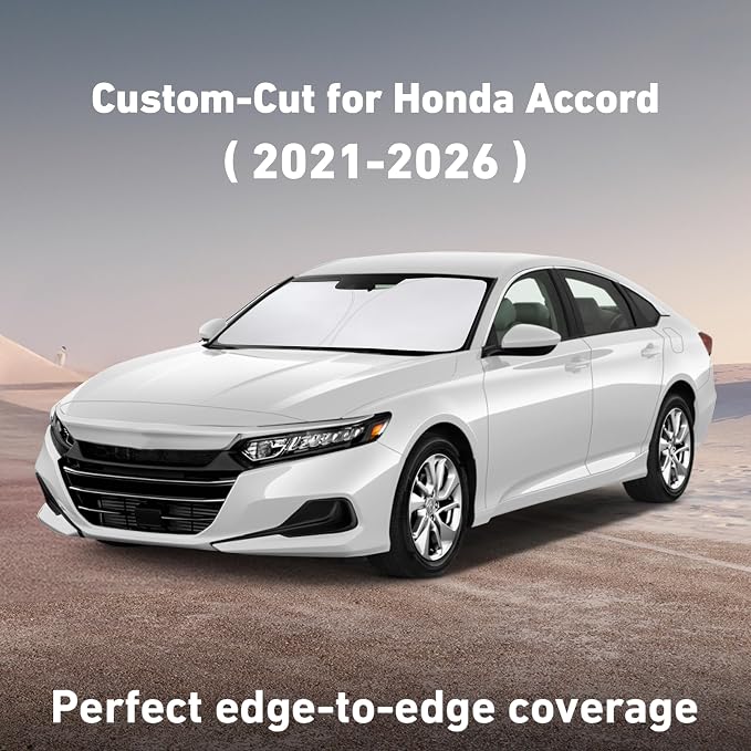 EcoNour Windshield Sunshade Compatible for Honda Accord 2018-2020 2021 2022 | LE, SE, SE Nightshade, XLE, XSE, TRD, Sun Visor for Front Windshield Sunshade Cover, UV Blocker & Protector, Car Accessories - Image 2