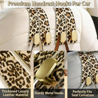 Car Hooks for Headrest: 2Pack Car Headrest Hook with Premium Leopard Leather - Double Metal Hooks - Purse Hook For Car - Car Headrest Hooks - Car Hooks for Purses, Handbags, Bags - Leopard - Image 2