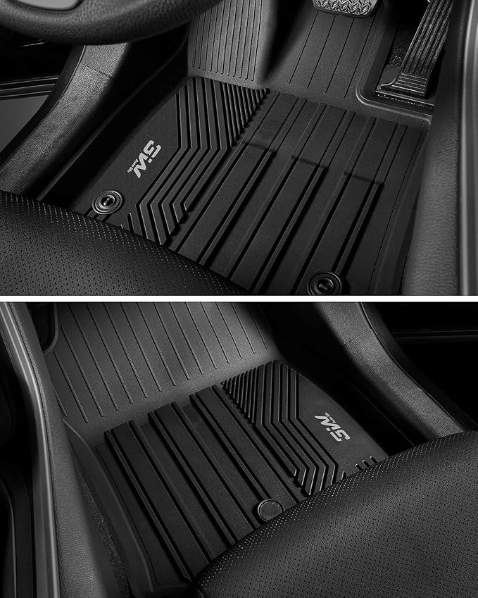 3W Floor Mats for Toyota Tundra 2014-2021 CrewMax Cab, TPE All Weather | Custom Fit; Fits SR5/TRD/Limited; Full 1st & 2nd Row Set; Easy Clean, No Gaps or Shifting, Black - Image 4