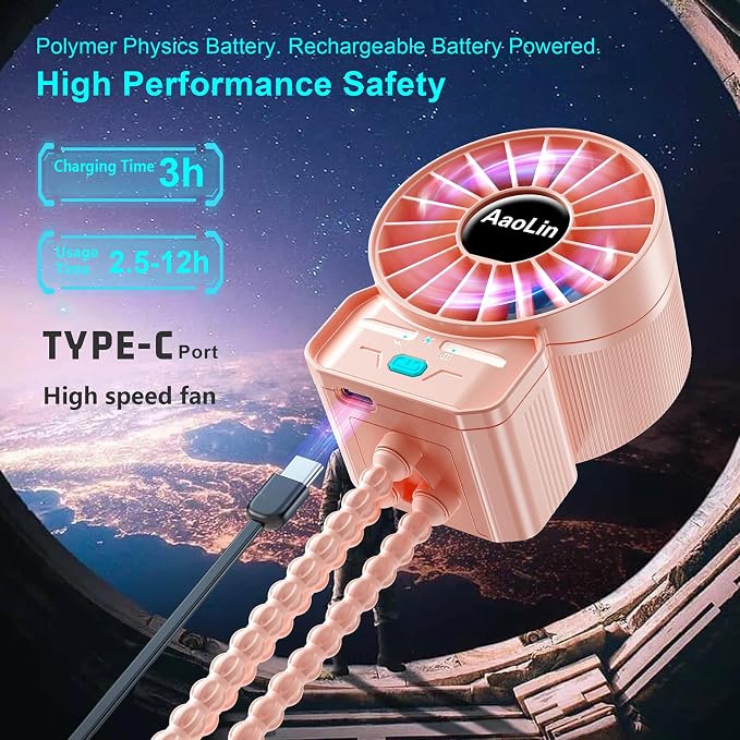 2 Pack Multifunctional Portable Stroller Fan 4 Speed 6600rpm High Speed Usb Rechargeable Personal Mini Handheld Fan Extended Tripod For Desktop Winding Kids Bed Treadmill Bike Golf Cart Outdoor Travel - Image 4