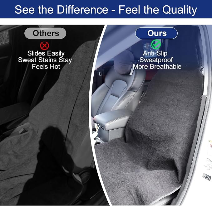 Waterproof Sweating Car Towel Seat Cover for Gym Workout, Running | Swimming, Beach and Hiking, Universal Fit Non-Slip Towel Bucket Seat Protector for Cars SUV Trucks (Black) - Image 6