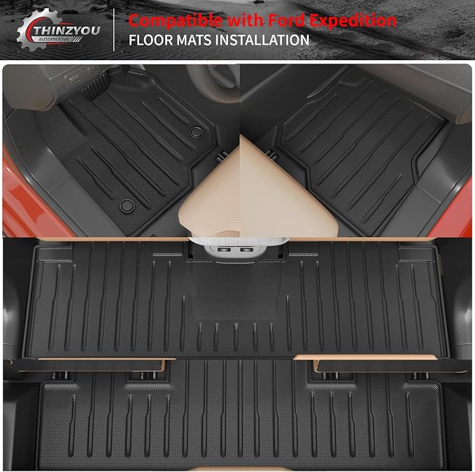 Floor Mats for 2018-2024 Ford Expedition (Not for Max Models) | Trunk Mat Cargo Mat Cargo Liner TPE All Weather 2023 Expedition 7 Seats Accessories - Image 2