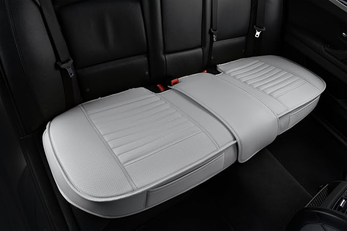 Back Seat Covers, Rear Seat Cushions, Auto Bench Protector with Breathable PU Leather and Non-Slip Bottom Universal for 4 Season (Gray, 61" x 20. 5") by SunnyColor