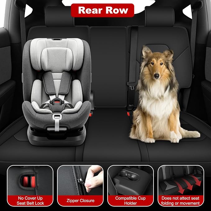 TTX LIGHTING Custom Fit Seat Covers for Tesla Model Y 2020-2026 | Preserve Premium Interior with Original Seat Pattern Perforated Waterproof Faux Leather Full Set Airbag Compatible - Image 6