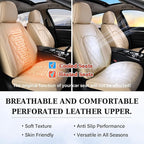 Coverado Front Seat Covers, 2-Pack Luxury Faux Leather Car Seat Cover, Beige Seat Covers, Car Seat Protector Waterproof, Car Seat Cushion Driver Seat Cover Universal Fit for Most Cars, Beige - Image 6