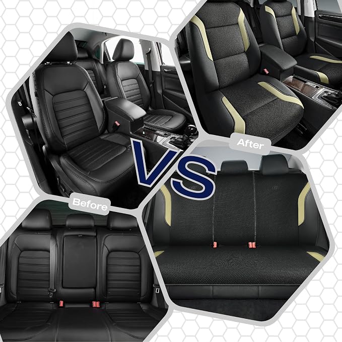 Skechers Memory Foam Car Seat Covers, Air Cool Mesh Thick Seat Covers, Car Seat Full Sets Airbag Compatible, Automotive Comfort Protection for Most Cars,Vans,Trucks, SUVs,Beige - Image 7