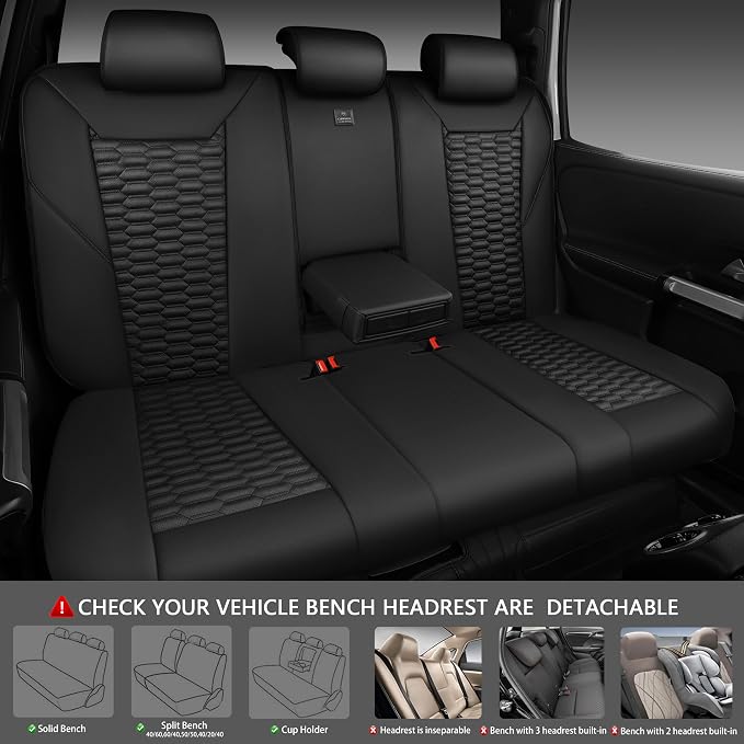 CAR PASS 3D Foam PU Leather Car Seat Covers Full Set,Luxury Breathable Faux Leather Seat Covers for Car,Anti Slip Universal Fit for SUVs Vans Sedan Truck Automotive,Armrest Airbag Compatible All Black - Image 4