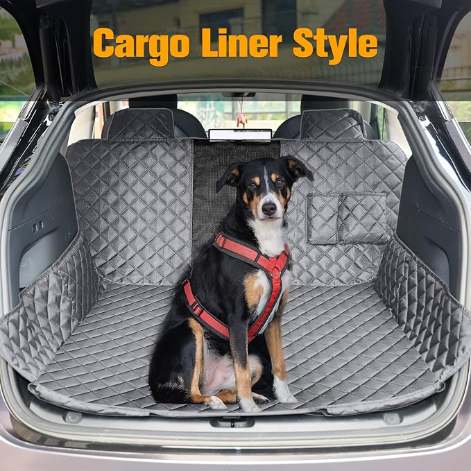 PETICON Dog Seat Cover for Tesla Model 3 & Y Back Seat + 2 Door Protectors | Waterproof Dog Hammock with Mesh Window Keeps Seats Pristine, Includes Headrest & Door Protection from Scratches and Scuffs - Image 7