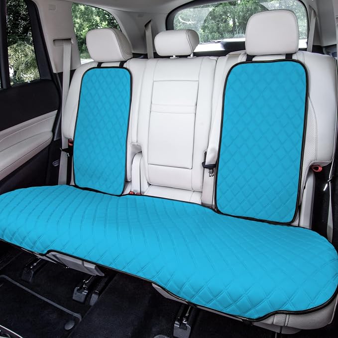 FH Group Car Seat Cushion Neosupreme Automotive Seat Cushions - Universal Fit, Rear Car Seat Cushion, Car Seat Cushions with Non-Slip Silicone Backing for SUV, Sedan, Van Rear Set Aqua - Image 2