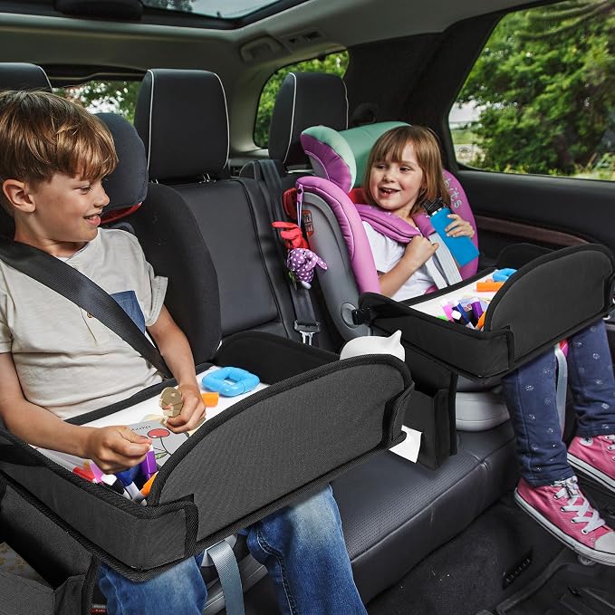 Kids Travel Tray for Toddler Car Seat, Road Trip Activities for Kid | Road Trip Essentials Accessories Lap Tray with iPad Holder Stand & Dry Erase Board as Travel Gifts for Kid,2PC - Image 5
