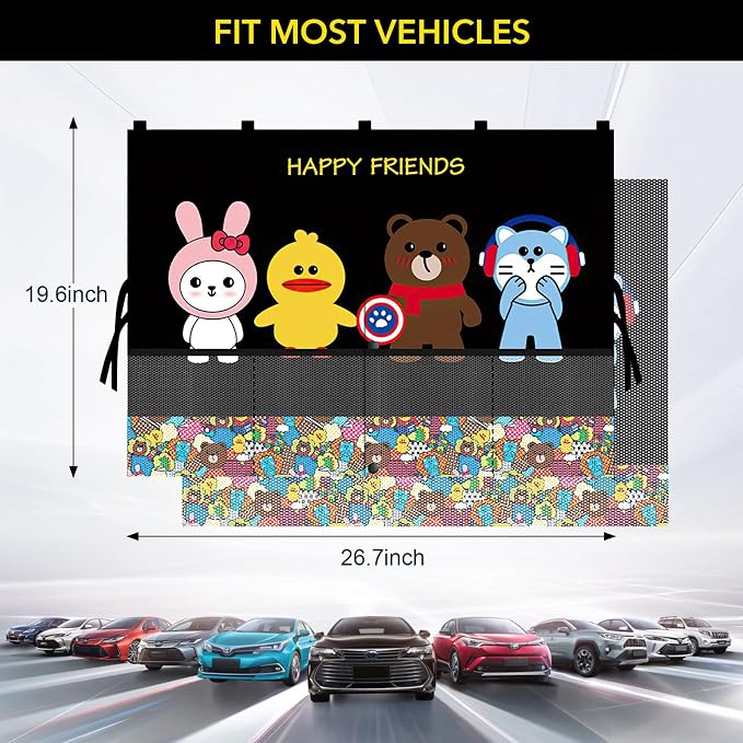 LEIWOOR 2-Pack Magnetic 2 Layers UV Protection Car Window Shades for Baby | Privacy full/half shade car back side window shades with net pocket, breathable heat block curtain for truck van sedan SUV - Image 6
