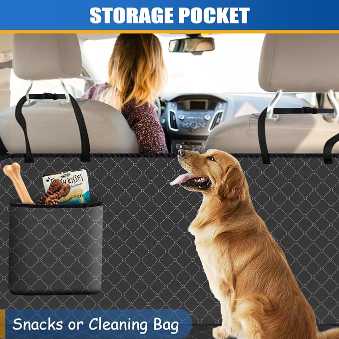 Dog Car Seat Cover for Back Seat with Storage Pocket Seat Covers for Cars | Protects Against Dirt Dog Hammock Scratch Prevention Fits for SUVs and Trucks, Black 54"x 58" - Image 5