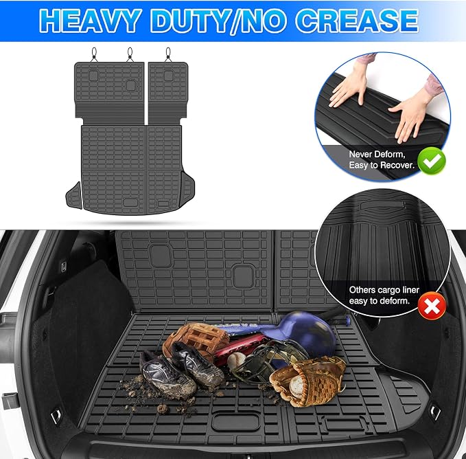 Grand Cherokee Cargo mat - Trunk Mat for Jeep Grand Cherokee 2022-2026(Include 4xe Not for L or WK), All Weather Trunk Mat & Backrest Mat for Grand Cherokee Accessories, Heavy Duty Rubber Mats - Image 5