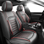 Fit bZ4X Car Seat Covers for Toyota bZ4X 2023-2025 2026 -Premium Leather, Waterproof，Breathable，All-Weather Seat Cushion Protecto & Airbag Compatible, 2 Front Seat Red Line Black by Unknown