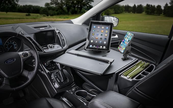 AutoExec AE-RMCD-PM-TAB-BT Roadmaster Car Desk for Your Vehicle Workstation and Mobile Office, Black with Phone Mount and Tablet Mount | Vehicle Workstation, Mobile Office, Phone Mount, Tablet Mount - Image 2